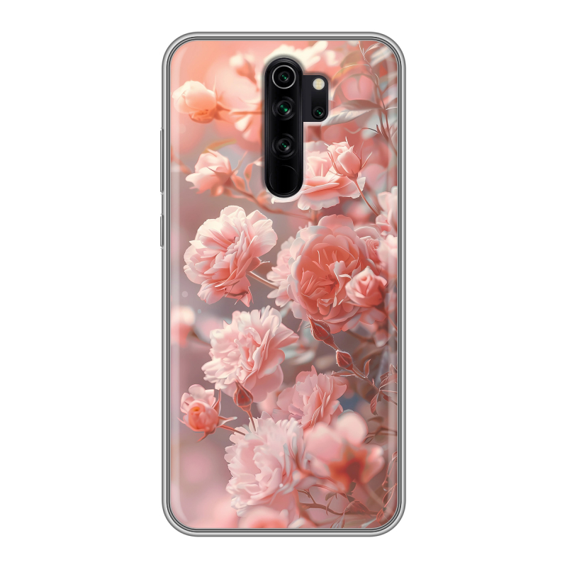 Силиконовый чехол на Xiaomi RedMi Note 8 Pro с принтом Розовые розы Силиконовый чехол на Xiaomi RedMi Note 8 Pro с принтом Розовые розы