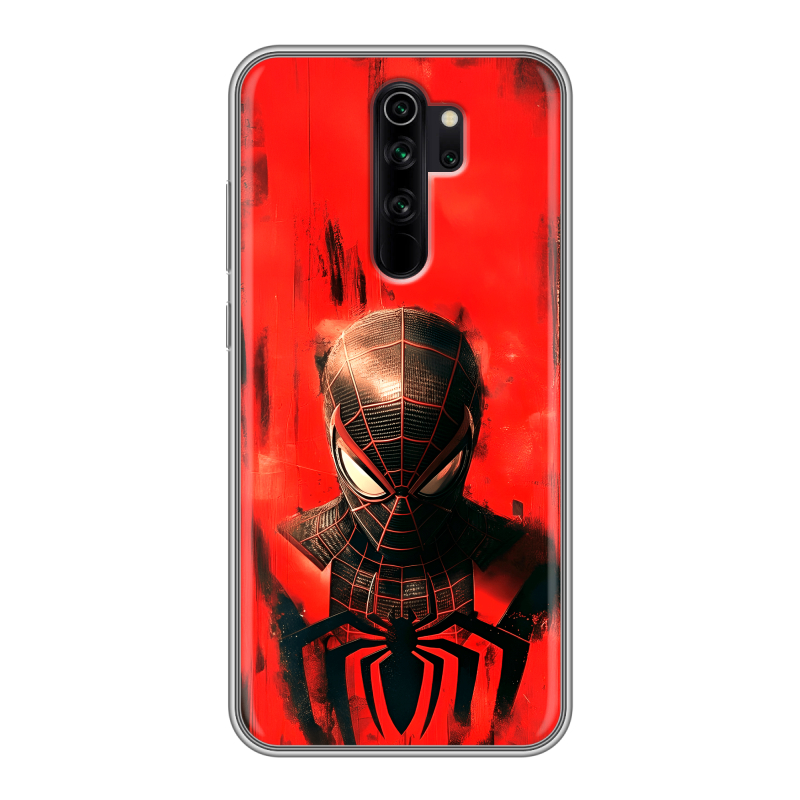 Силиконовый противоударный чехол на Xiaomi RedMi Note 8 Pro с принтом человек паук spiderman Силиконовый противоударный чехол на Xiaomi RedMi Note 8 Pro с принтом человек паук spiderman
