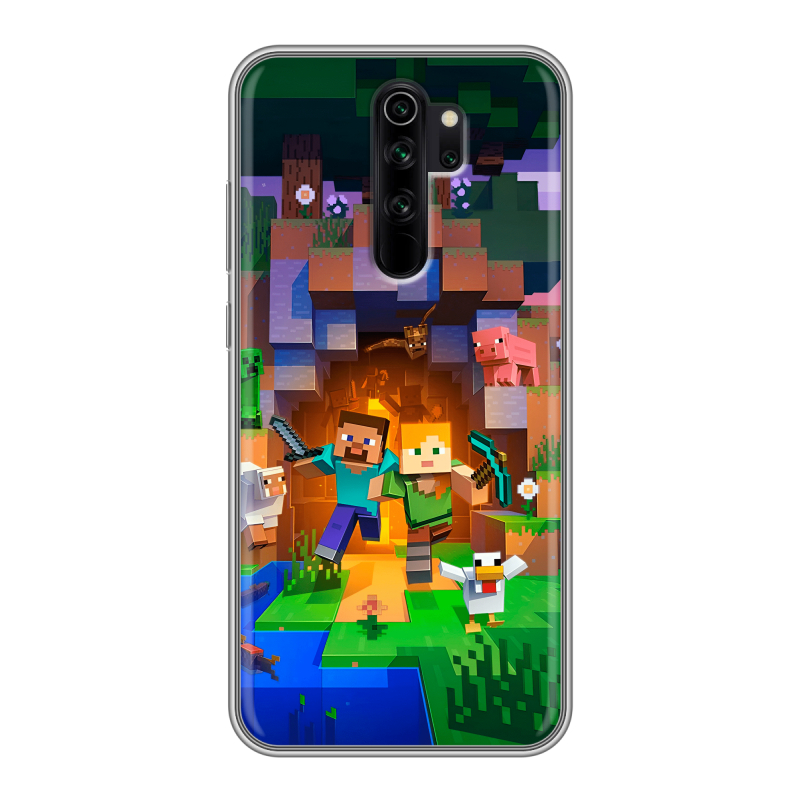 Силиконовый чехол на Xiaomi RedMi Note 8 Pro с принтом Майнкрафт Minecraft Силиконовый чехол на Xiaomi RedMi Note 8 Pro с принтом Майнкрафт Minecraft