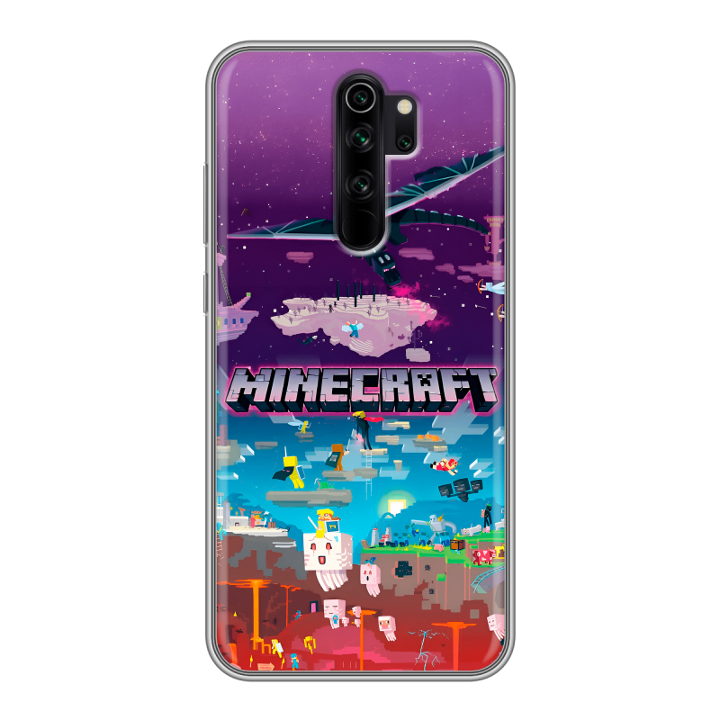 Силиконовый противоударный чехол на Xiaomi RedMi Note 8 Pro с принтом Майнкрафт Minecraft Силиконовый противоударный чехол на Xiaomi RedMi Note 8 Pro с принтом Майнкрафт Minecraft