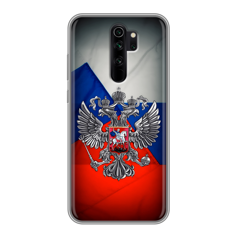 Силиконовый противоударный чехол на Xiaomi RedMi Note 8 Pro с принтом Флаг России Силиконовый противоударный чехол на Xiaomi RedMi Note 8 Pro с принтом Флаг России