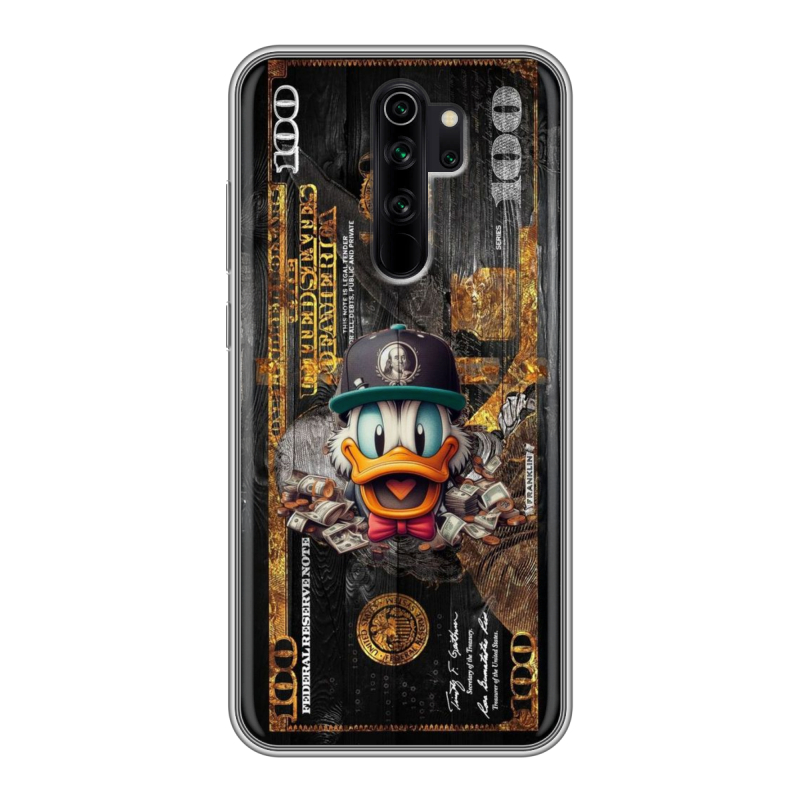 Силиконовый противоударный чехол на Xiaomi RedMi Note 8 Pro с принтом Дональд Дак Доллар Силиконовый противоударный чехол на Xiaomi RedMi Note 8 Pro с принтом Дональд Дак Доллар