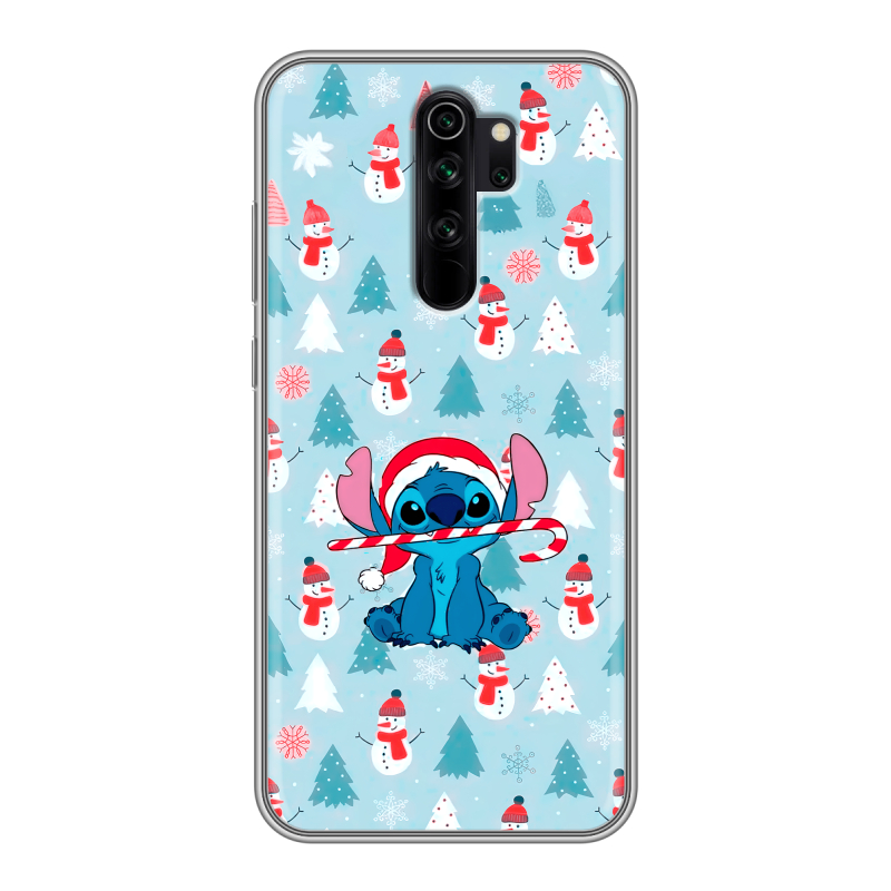 Силиконовый противоударный чехол на Xiaomi RedMi Note 8 Pro с принтом Стич Новый год Силиконовый противоударный чехол на Xiaomi RedMi Note 8 Pro с принтом Стич Новый год