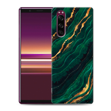 Силиконовый чехол на Sony Xperia 5 с принтом Мрамор зеленое золото Силиконовый чехол на Sony Xperia 5 с принтом Мрамор зеленое золото