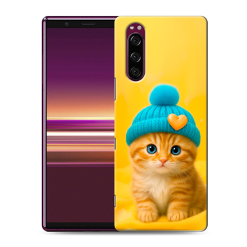 Силиконовый чехол на Sony Xperia 5 с принтом Котенок в шапке Силиконовый чехол на Sony Xperia 5 с принтом Котенок в шапке
