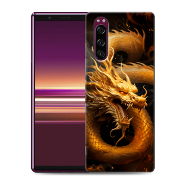 Силиконовый чехол на Sony Xperia 5 с принтом Золотой дракон