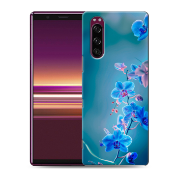Силиконовый чехол на Sony Xperia 5 с принтом Голубые цветы Силиконовый чехол на Sony Xperia 5 с принтом Голубые цветы