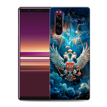 Силиконовый чехол на Sony Xperia 5 с принтом Герб флаг России