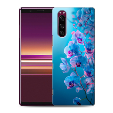 Силиконовый чехол на Sony Xperia 5 с принтом голубые орхидеи