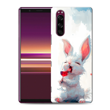 Силиконовый чехол на Sony Xperia 5 с принтом кролик зайчик