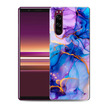 Силиконовый чехол на Sony Xperia 5 с принтом синий мрамор Силиконовый чехол на Sony Xperia 5 с принтом синий мрамор