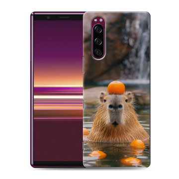 Силиконовый чехол на Sony Xperia 5 с принтом Капибара с апельсином Силиконовый чехол на Sony Xperia 5 с принтом Капибара с апельсином