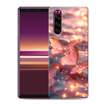 Силиконовый чехол на Sony Xperia 5 с принтом бабочки розовые Силиконовый чехол на Sony Xperia 5 с принтом бабочки розовые