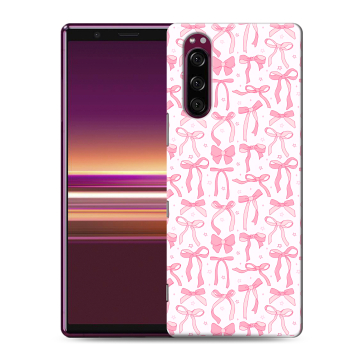 Силиконовый чехол на Sony Xperia 5 с принтом Розовые бантики Силиконовый чехол на Sony Xperia 5 с принтом Розовые бантики