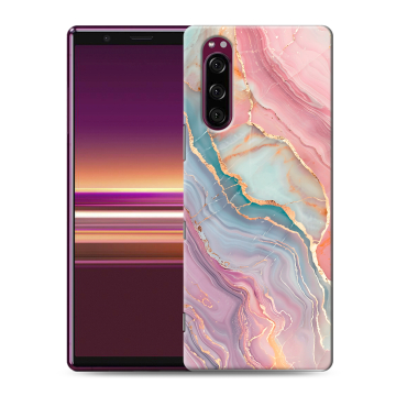 Силиконовый чехол на Sony Xperia 5 с принтом розовый мрамор Силиконовый чехол на Sony Xperia 5 с принтом розовый мрамор