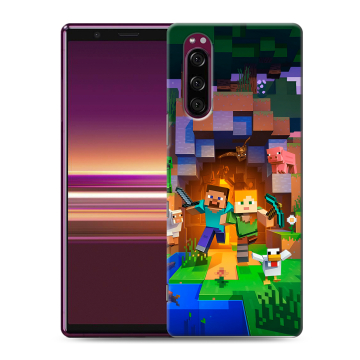 Силиконовый чехол на Sony Xperia 5 с принтом Майнкрафт Minecraft