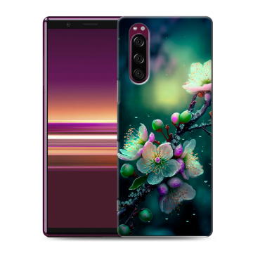 Силиконовый чехол на Sony Xperia 5 с принтом Цветы и мрамор Силиконовый чехол на Sony Xperia 5 с принтом Цветы и мрамор