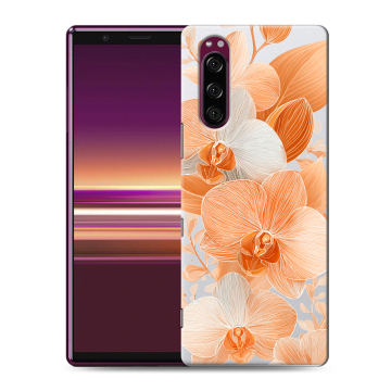 Силиконовый чехол на Sony Xperia 5 с принтом Бежевые цветы