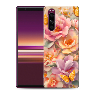 Силиконовый чехол на Sony Xperia 5 с принтом Цветы и бабочки