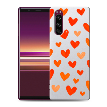 Силиконовый чехол на Sony Xperia 5 с принтом Сердечки