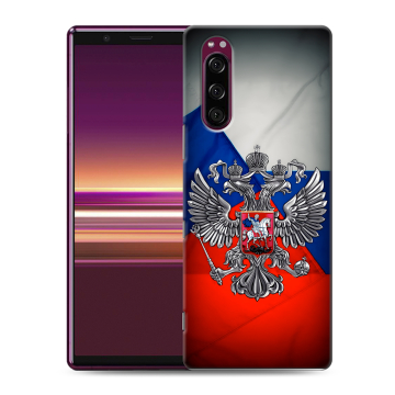 Силиконовый чехол на Sony Xperia 5 с принтом Флаг России Силиконовый чехол на Sony Xperia 5 с принтом Флаг России