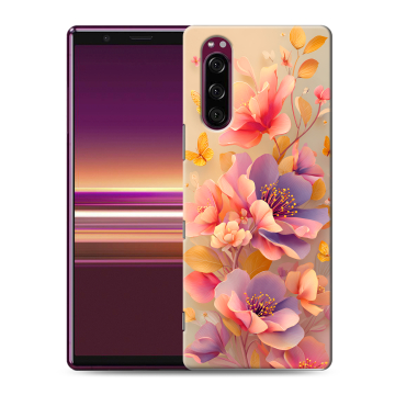 Силиконовый чехол на Sony Xperia 5 с принтом Цветы и бабочки