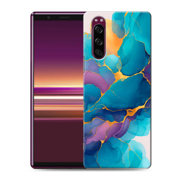 Силиконовый чехол на Sony Xperia 5 с принтом Мрамор блестки