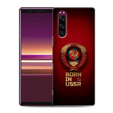 Силиконовый чехол на Sony Xperia 5 с принтом Флаг Герб СССР