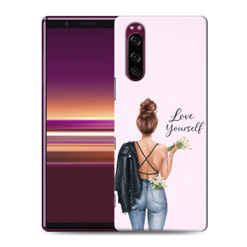 Силиконовый чехол на Sony Xperia 5 с принтом женский