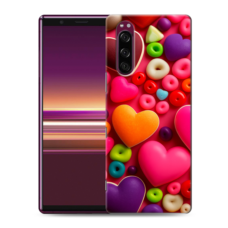 Силиконовый чехол на Sony Xperia 5 с принтом Сердечки Силиконовый чехол на Sony Xperia 5 с принтом Сердечки