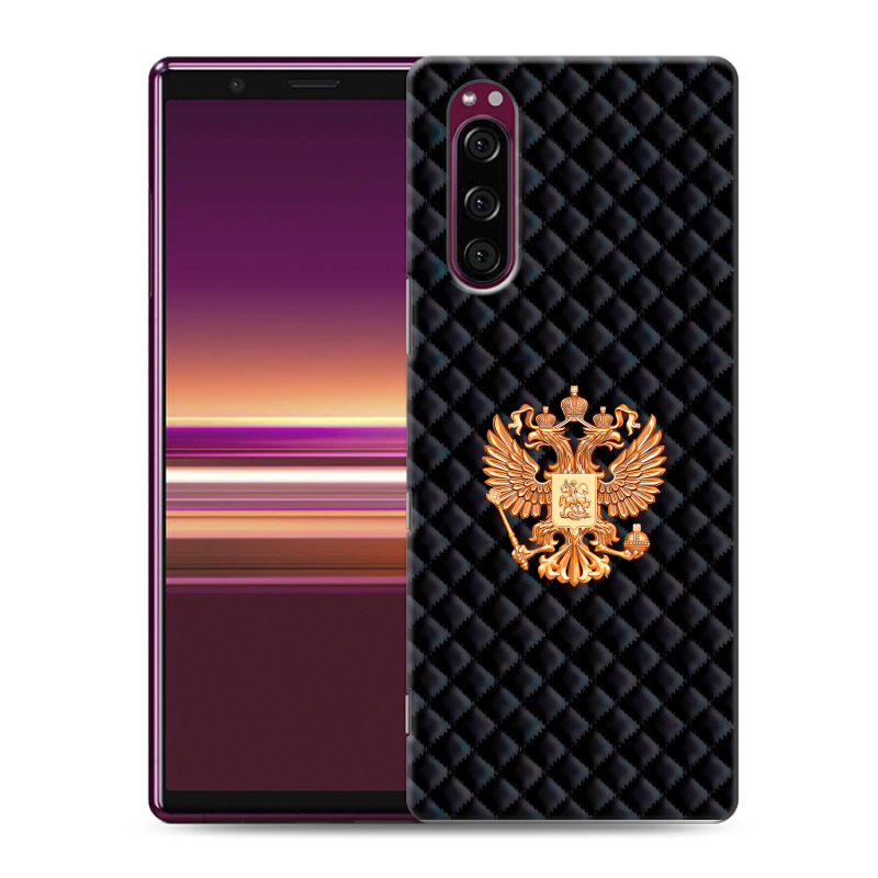 Пластиковый чехол на Sony Xperia 5 с принтом Герб России принт Пластиковый чехол на Sony Xperia 5 с принтом Герб России принт