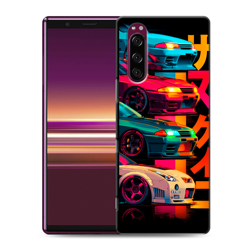 Силиконовый чехол на Sony Xperia 5 с принтом Гоночные машины Силиконовый чехол на Sony Xperia 5 с принтом Гоночные машины