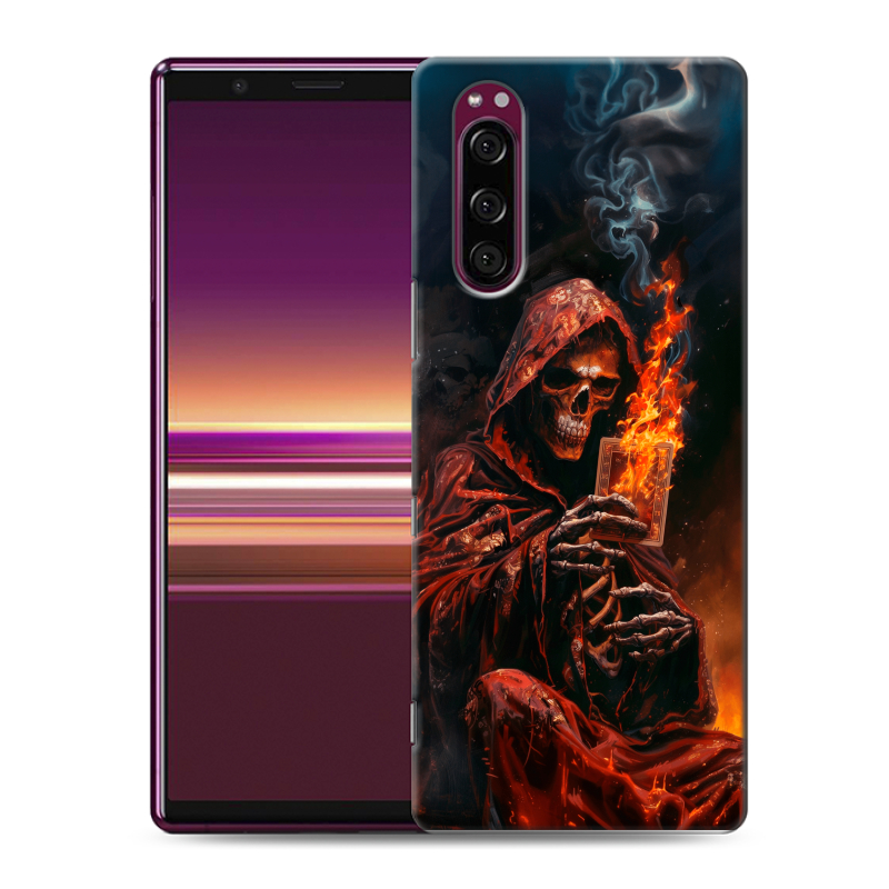 Силиконовый чехол на Sony Xperia 5 с принтом Скелет и карты Силиконовый чехол на Sony Xperia 5 с принтом Скелет и карты