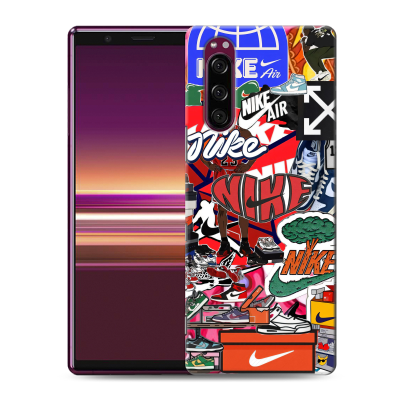 Пластиковый чехол на Sony Xperia 5 с принтом Найк Nike яркий Пластиковый чехол на Sony Xperia 5 с принтом Найк Nike яркий