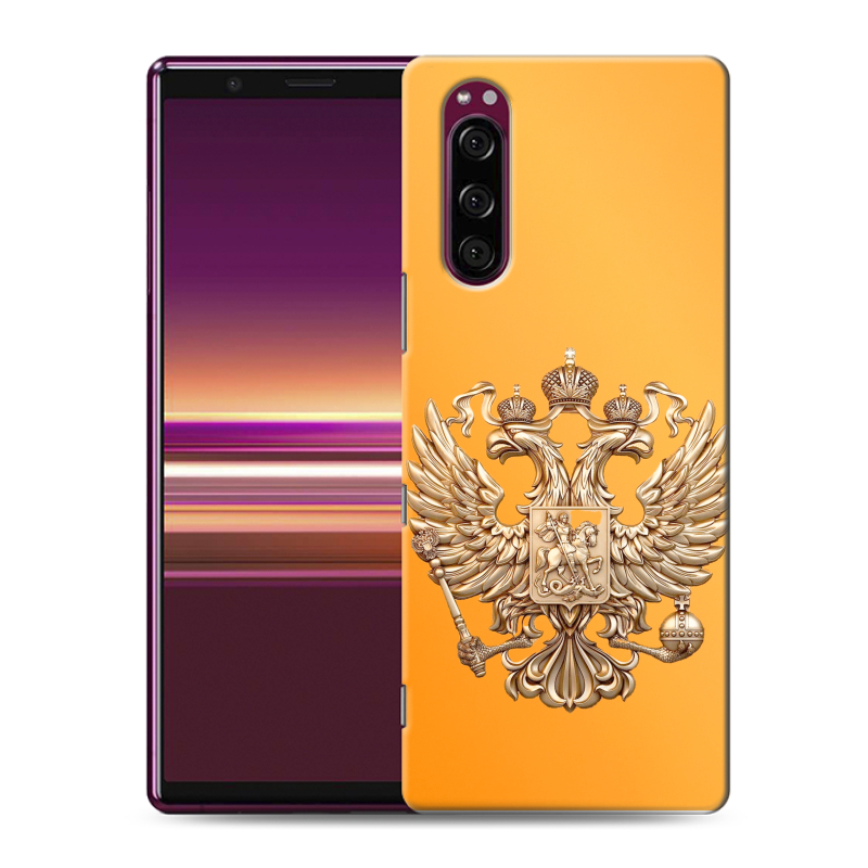 Силиконовый чехол на Sony Xperia 5 с принтом Герб Флаг России Силиконовый чехол на Sony Xperia 5 с принтом Герб Флаг России