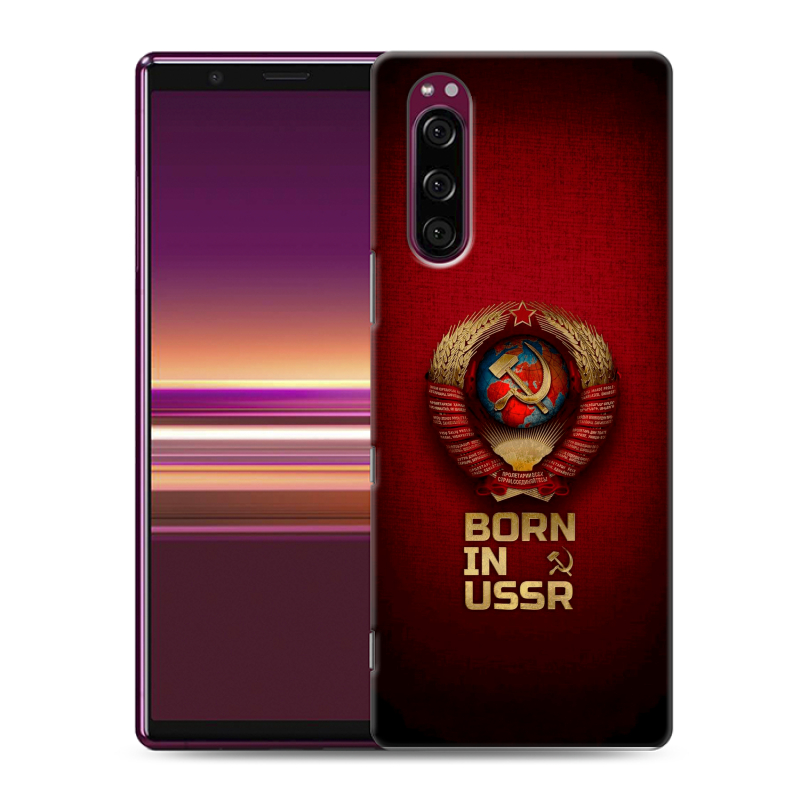 Силиконовый чехол на Sony Xperia 5 с принтом Флаг Герб СССР Силиконовый чехол на Sony Xperia 5 с принтом Флаг Герб СССР