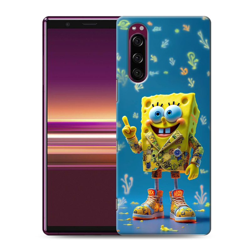 Пластиковый чехол на Sony Xperia 5 с принтом Спанч боб Спанчбоб Пластиковый чехол на Sony Xperia 5 с принтом Спанч боб Спанчбоб
