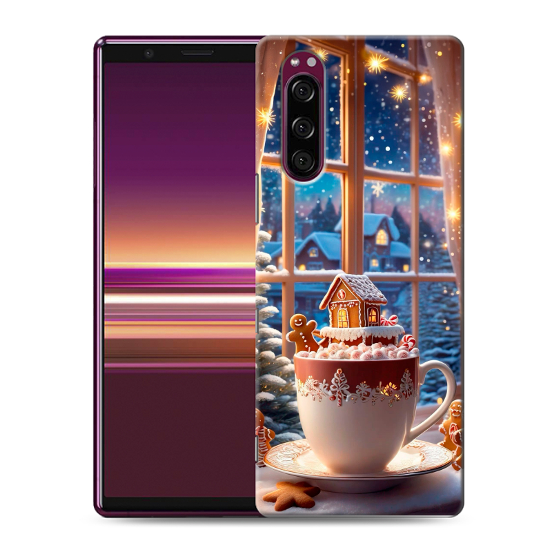 Силиконовый чехол на Sony Xperia 5 с принтом Новый год Силиконовый чехол на Sony Xperia 5 с принтом Новый год