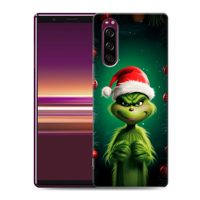 Силиконовый чехол на Sony Xperia 5 с принтом Гринч Новый год Рождество Силиконовый чехол на Sony Xperia 5 с принтом Гринч Новый год Рождество