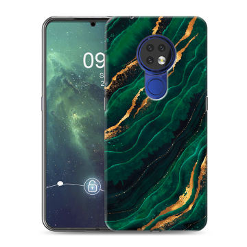 Силиконовый чехол на Nokia 6.2 с принтом Мрамор зеленое золото Силиконовый чехол на Nokia 6.2 с принтом Мрамор зеленое золото