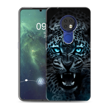 Силиконовый чехол на Nokia 6.2 с принтом Темный леопард Силиконовый чехол на Nokia 6.2 с принтом Темный леопард