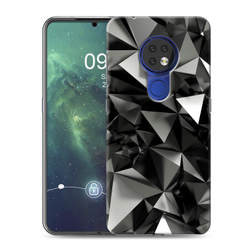 Силиконовый чехол на Nokia 6.2 с принтом Черные кристаллы Силиконовый чехол на Nokia 6.2 с принтом Черные кристаллы
