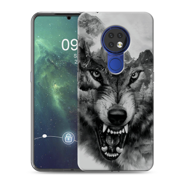 Силиконовый чехол на Nokia 6.2 с принтом Волк Силиконовый чехол на Nokia 6.2 с принтом Волк
