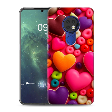 Силиконовый чехол на Nokia 6.2 с принтом Сердечки Силиконовый чехол на Nokia 6.2 с принтом Сердечки