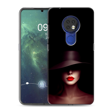 Силиконовый чехол на Nokia 6.2 с принтом Девушка в шляпе Силиконовый чехол на Nokia 6.2 с принтом Девушка в шляпе