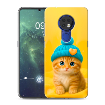 Силиконовый чехол на Nokia 6.2 с принтом Котенок в шапке Силиконовый чехол на Nokia 6.2 с принтом Котенок в шапке