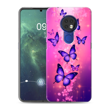Силиконовый чехол на Nokia 6.2 с принтом Бабочки Силиконовый чехол на Nokia 6.2 с принтом Бабочки