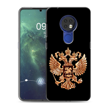 Силиконовый чехол на Nokia 6.2 с принтом Герб России золотой