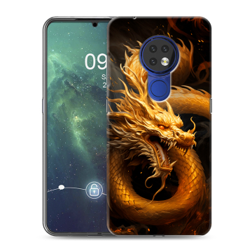 Силиконовый чехол на Nokia 6.2 с принтом Золотой дракон