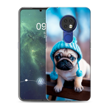 Силиконовый чехол на Nokia 6.2 с принтом Мопс в шапке Силиконовый чехол на Nokia 6.2 с принтом Мопс в шапке